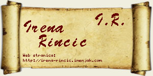 Irena Rinčić vizit kartica